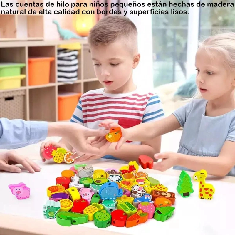 JUEGO MONTESSORI DE ENHEBRAR 42 PIEZAS PARA NIÑOS - 5