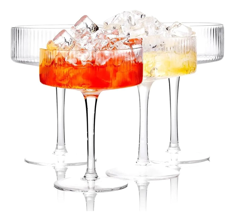 SET 4 COPAS COCTEL COUPE  ACANALADAS VINTAGE - 1
