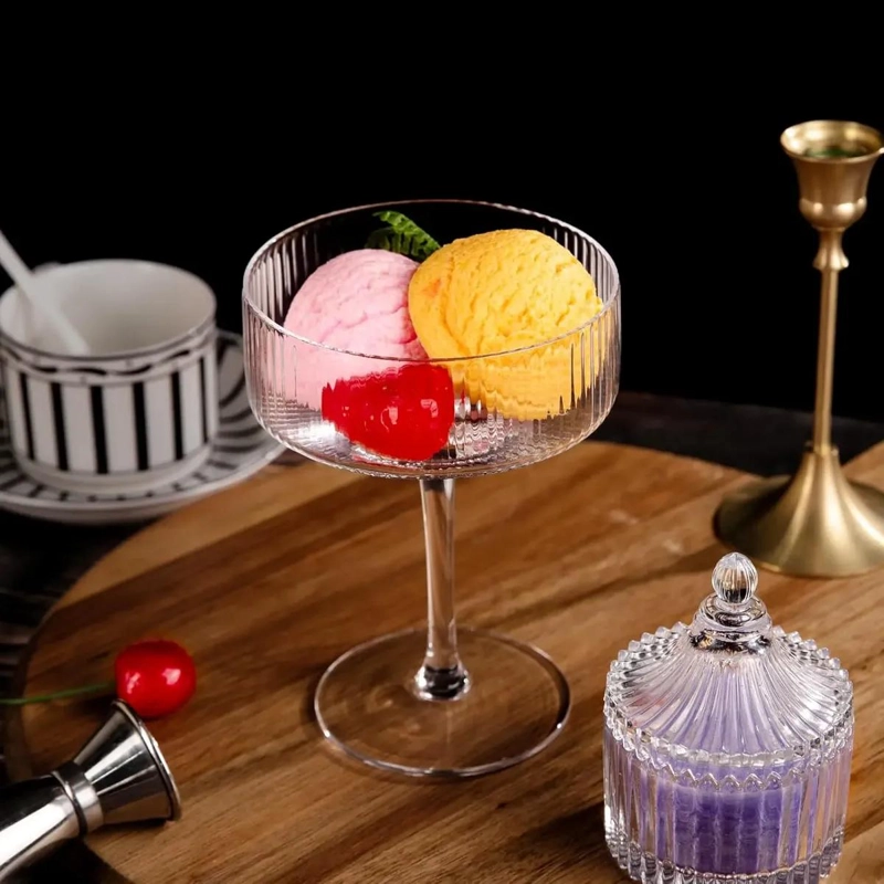 SET 4 COPAS COCTEL COUPE  ACANALADAS VINTAGE - 3