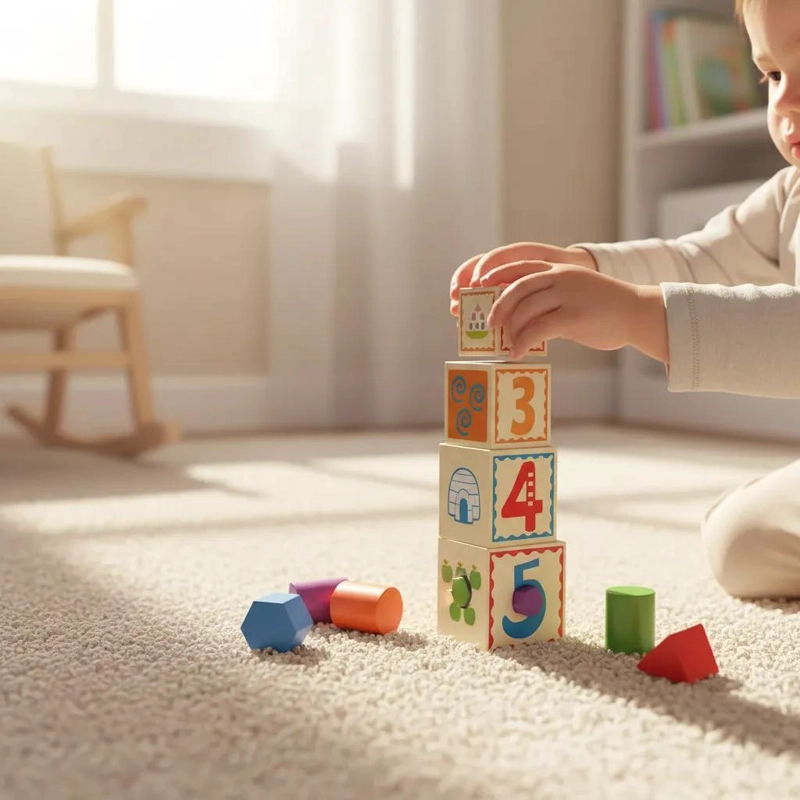 TORRE DE CUBOS APILABLES DE MADERA PARA NIÑOS - 2
