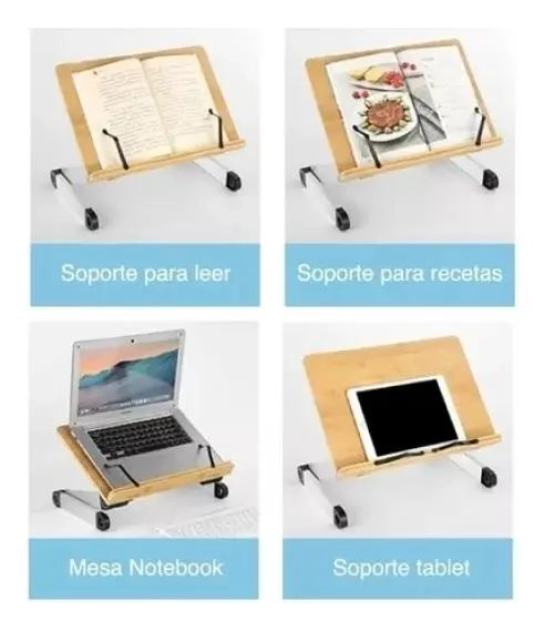 MESA PLEGABLE DE MADERA PARA NOTEBOOK Y LECTURA - 2