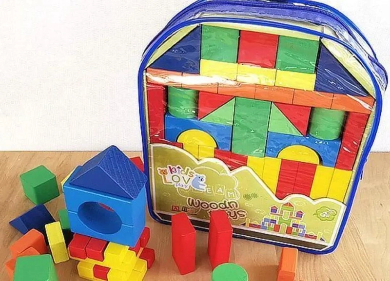 JUEGO DIDACTICO BLOQUES DE CONSTRUCCION DE MADERA - 3