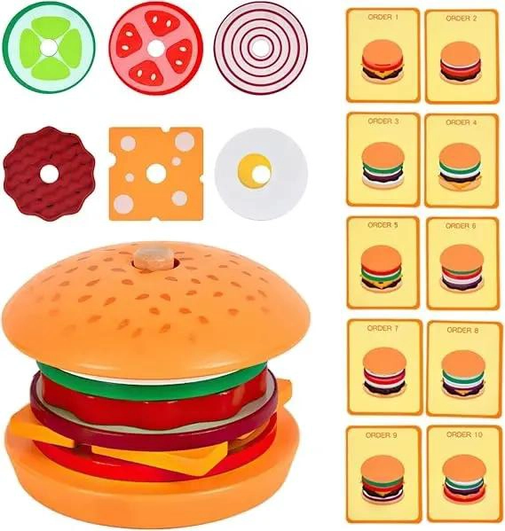 JUGUETE DIDACTICO APILABLE HAMBURGUESA DE MADERA - 1