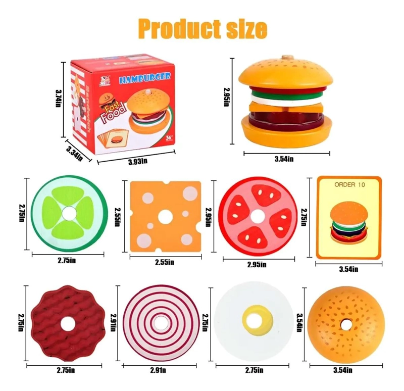 JUGUETE DIDACTICO APILABLE HAMBURGUESA DE MADERA - 3