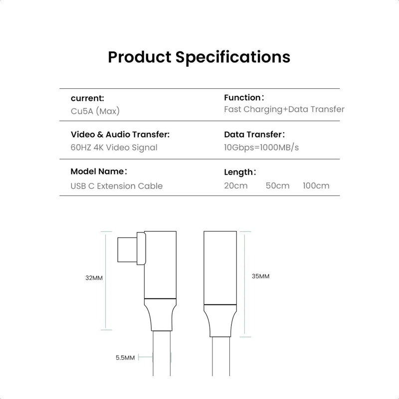 CABLE EXTENSION USB TIPO C 3.1 PD 100W 1 METRO - 5