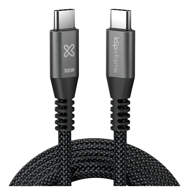 CABLE USB-C TRENZADO POWERGO 100W 3M NEGRO - 2