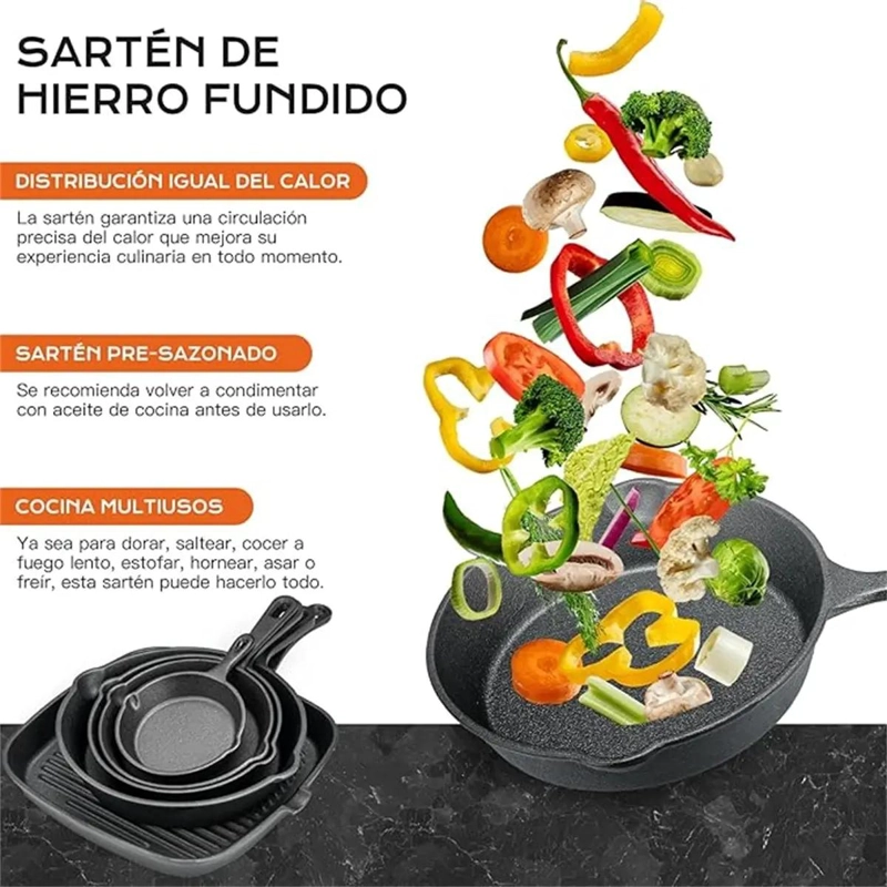 JUEGO DE 5 SARTENES DE HIERRO FUNDIDO - 4