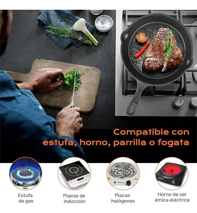 JUEGO DE 5 SARTENES DE HIERRO FUNDIDO - 5