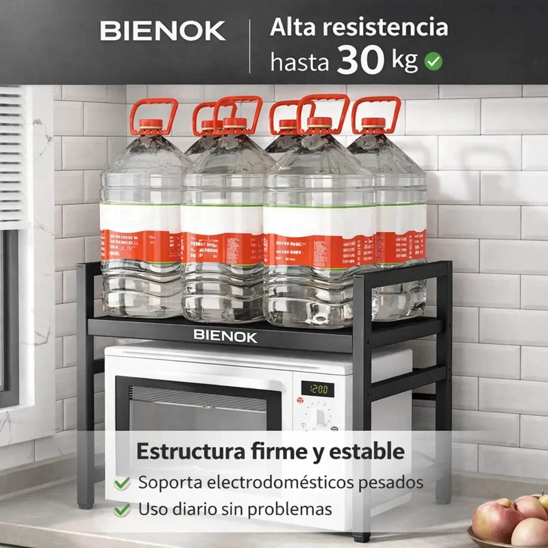 ESTANTE REPISA EXTENSIBLE PARA MICROONDAS CON GANCHOS - 3