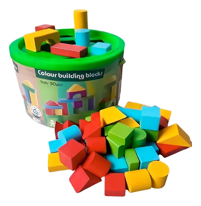 BALDE CON 50 FIGURAS GEOME TRICAS DE MADERA - 2