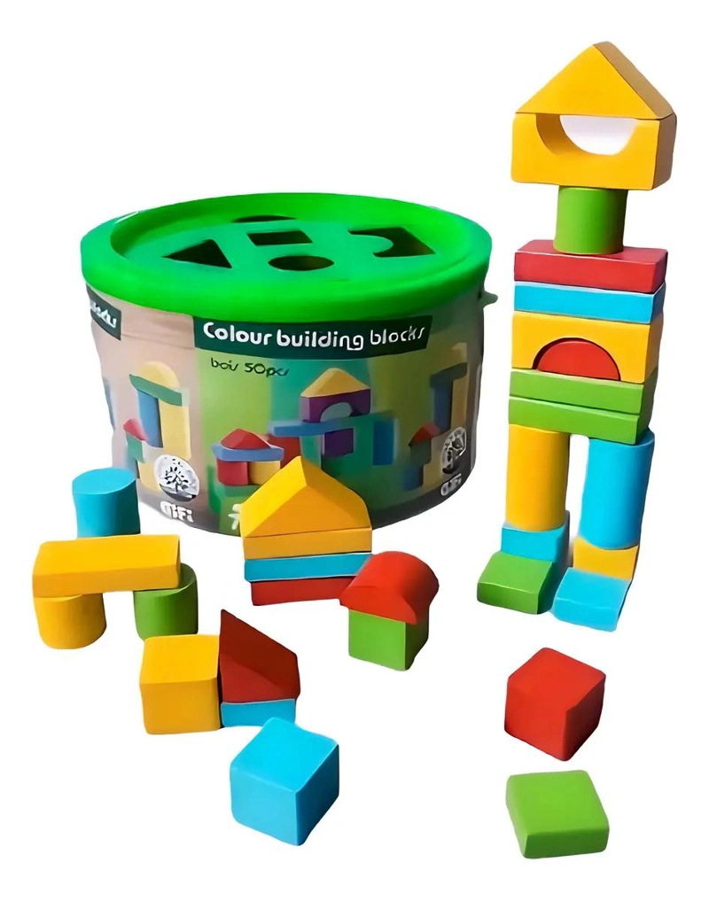BALDE CON 50 FIGURAS GEOME TRICAS DE MADERA - 3