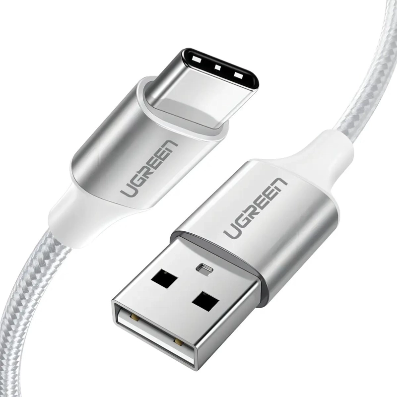 GENÉRICO CABLE USB-A 2.0 A USB-C TRENZADO 1M BLANCO