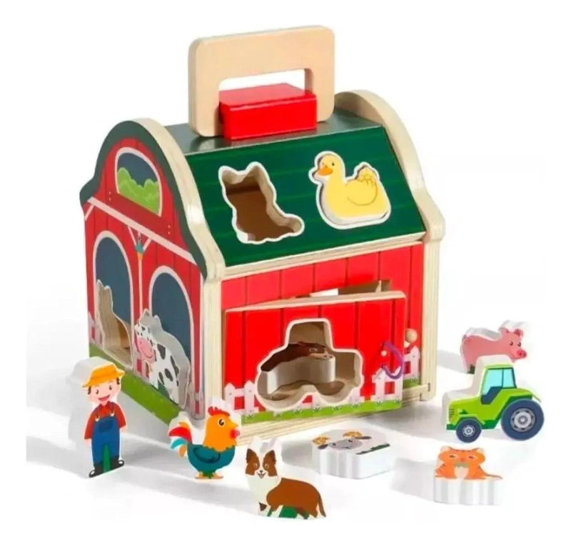 JUGUETE DE ENCAJE DE ANIMALES DE GRANJA EN MADERA - 1