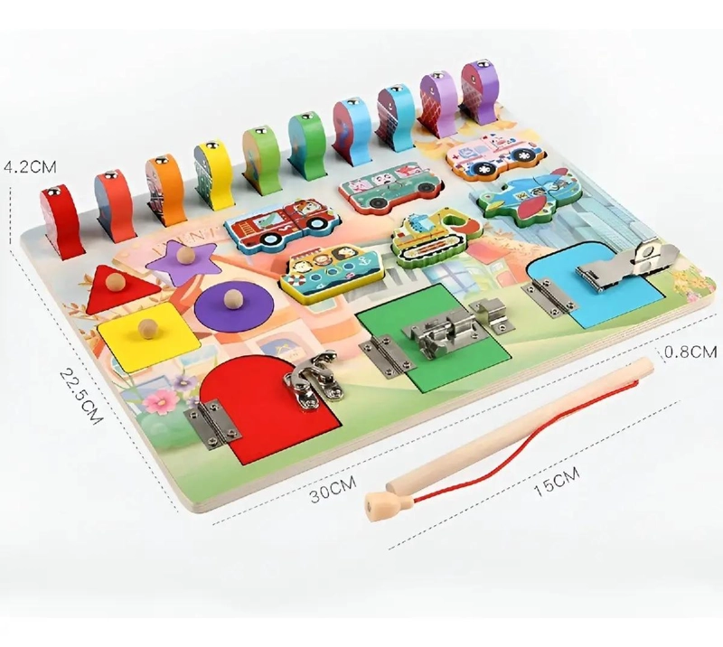 TABLERO MONTESSORI DE PESCA Y ENCAJE PARA NIÑOS - 4