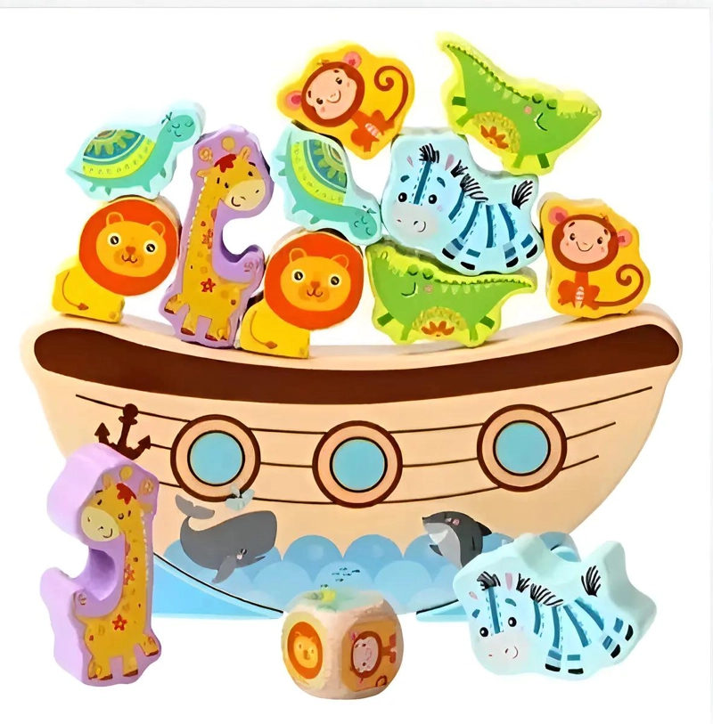 JUEGO DIDACTICO APILABLE ARCA DE NOE  DE MADERA PARA NIÑOS - 1