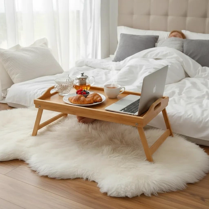 MESA CAMA DE MADERA PARA NOTEBOOK Y DESAYUNO - 3