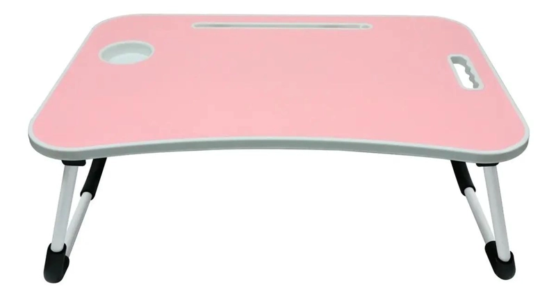 MESA PLEGABLE PARA NOTEBOOK CON PORTAVASO ROSA - 2
