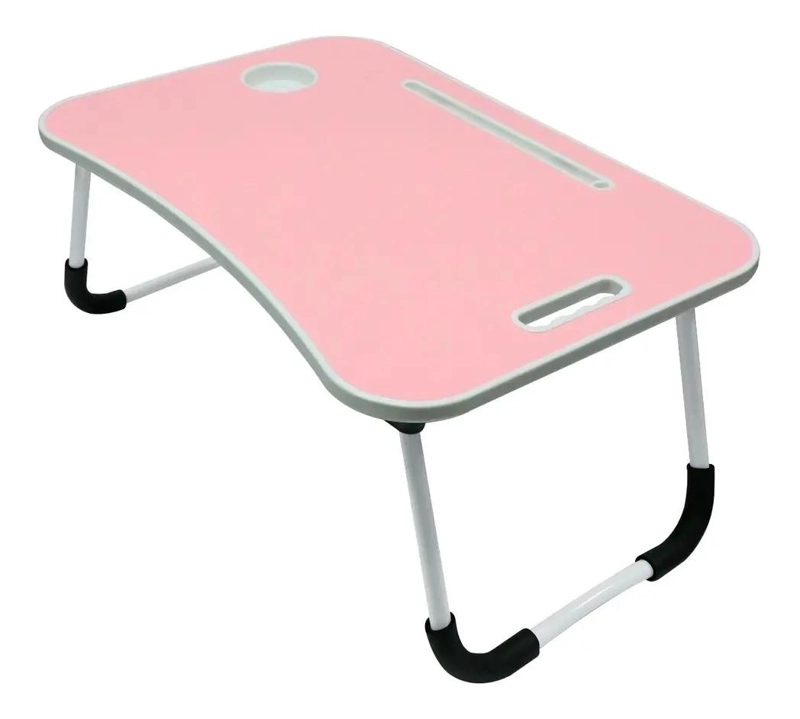 MESA PLEGABLE PARA NOTEBOOK CON PORTAVASO ROSA - 3