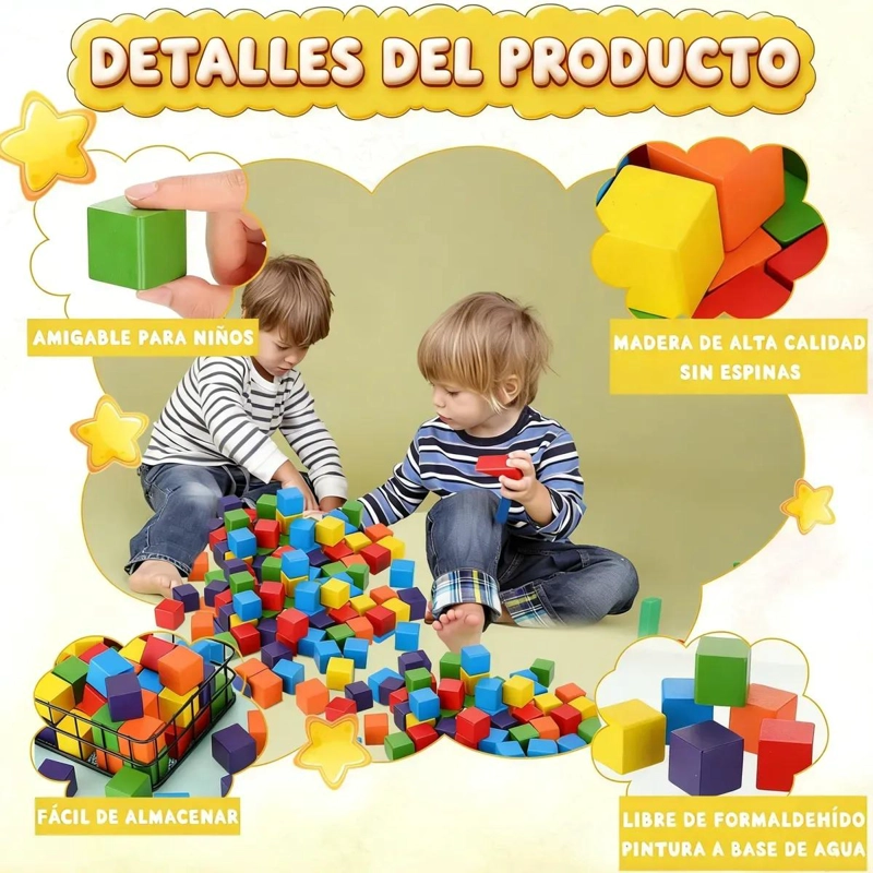 SET 100 PIEZAS BLOQUES DE MADERA EDUCATIVOS - 3