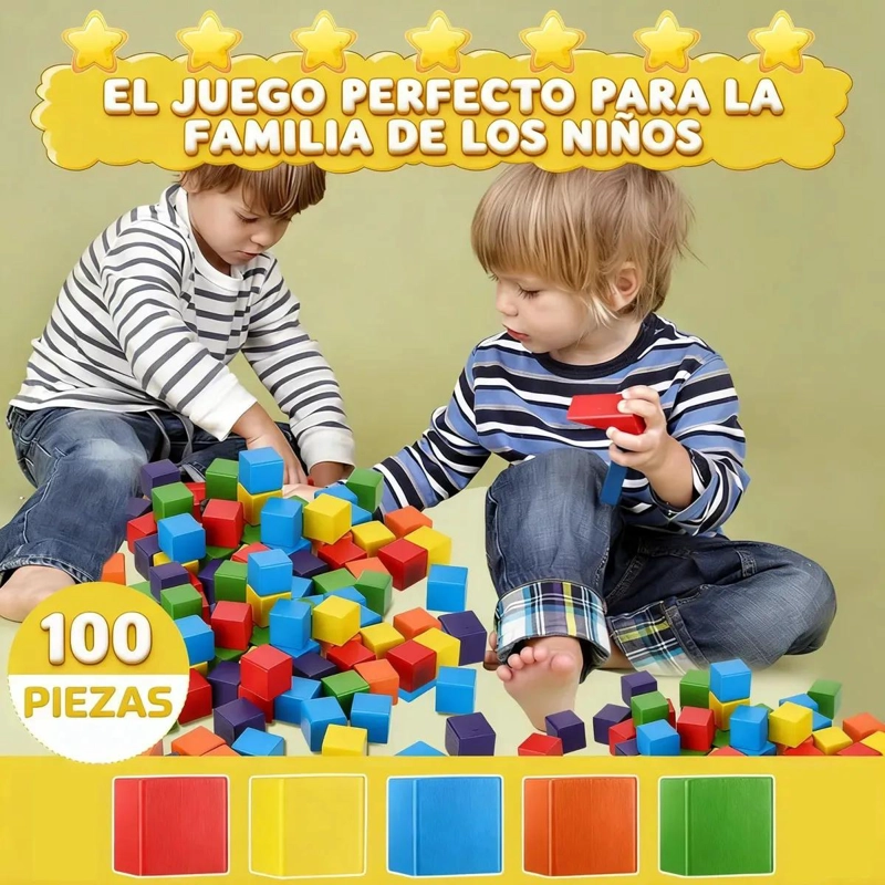 SET 100 PIEZAS BLOQUES DE MADERA EDUCATIVOS - 4