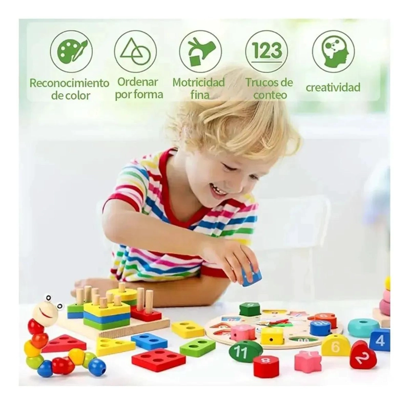 PACK 10 JUGUETES DIDACTICOS DE MADERA MONTESSORI - 3