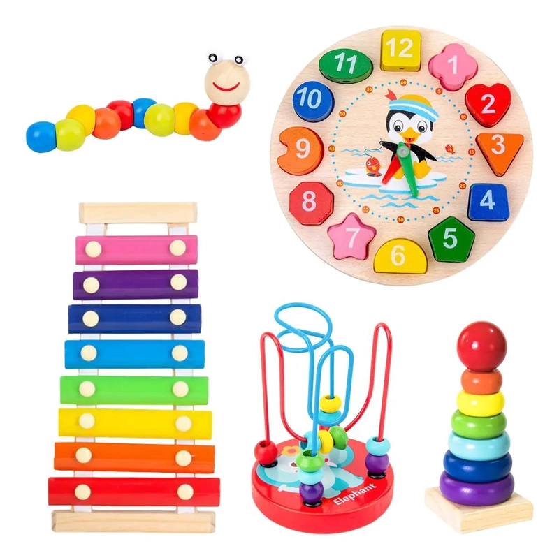 PACK 5 JUGUETES DIDACTICOS DE MADERA MONTESSORI - 1