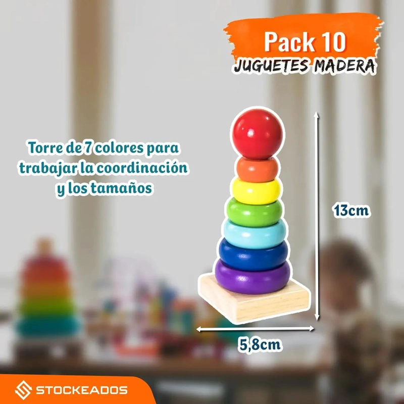 PACK 5 JUGUETES DIDACTICOS DE MADERA MONTESSORI - 3