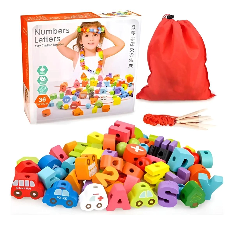 JUEGO DIDACTICO DE ENHEBRADO EN MADERA PARA MOTRICIDAD F - 1
