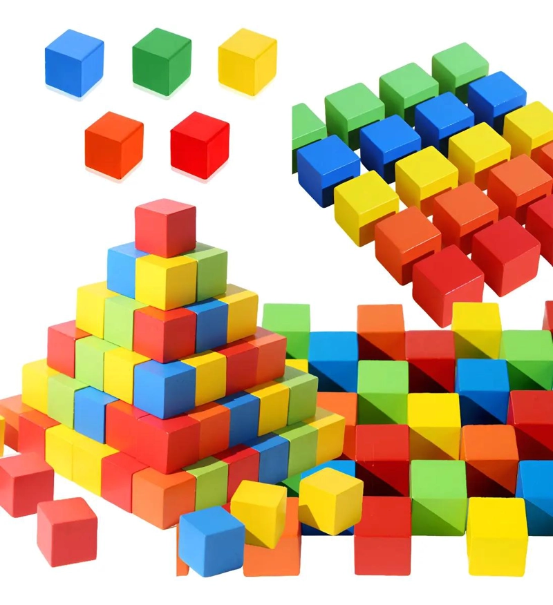 100 BLOQUES CUADRADOS DE MADERA PARA NIÑOS - 1