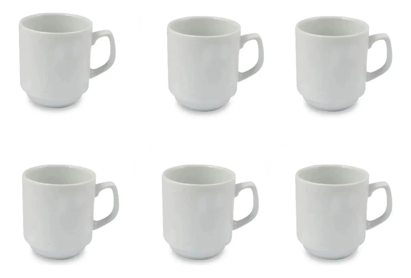 SET 6 TAZAS PORCELANA 350ML PARA CAFE  Y TE - 3