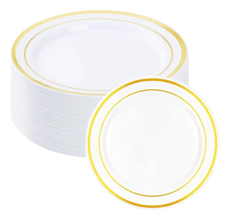 20 PLATOS DESECHABLES DE PLASTICO ELEGANTES 19CM - 1