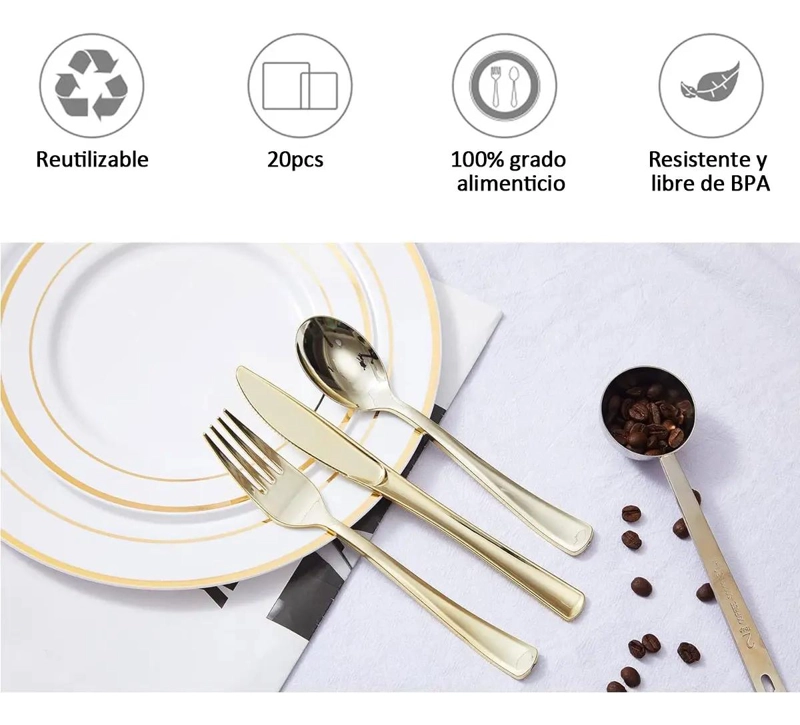 20 PLATOS DESECHABLES DE PLASTICO ELEGANTES 19CM - 5