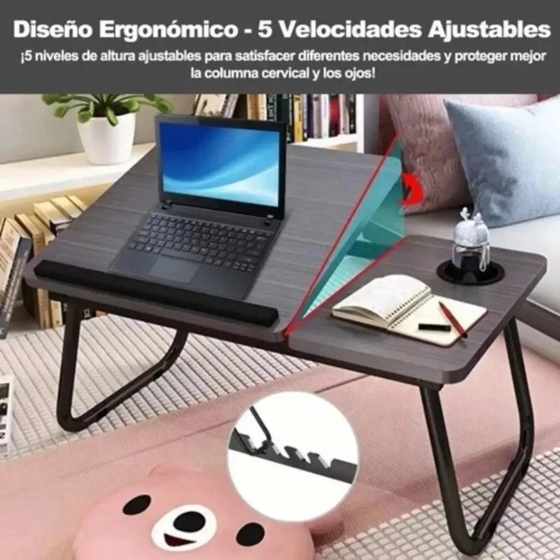 MESA CAMA PORTATIL PLEGABLE PARA LAPTOP CON ALTURA AJUST - 3