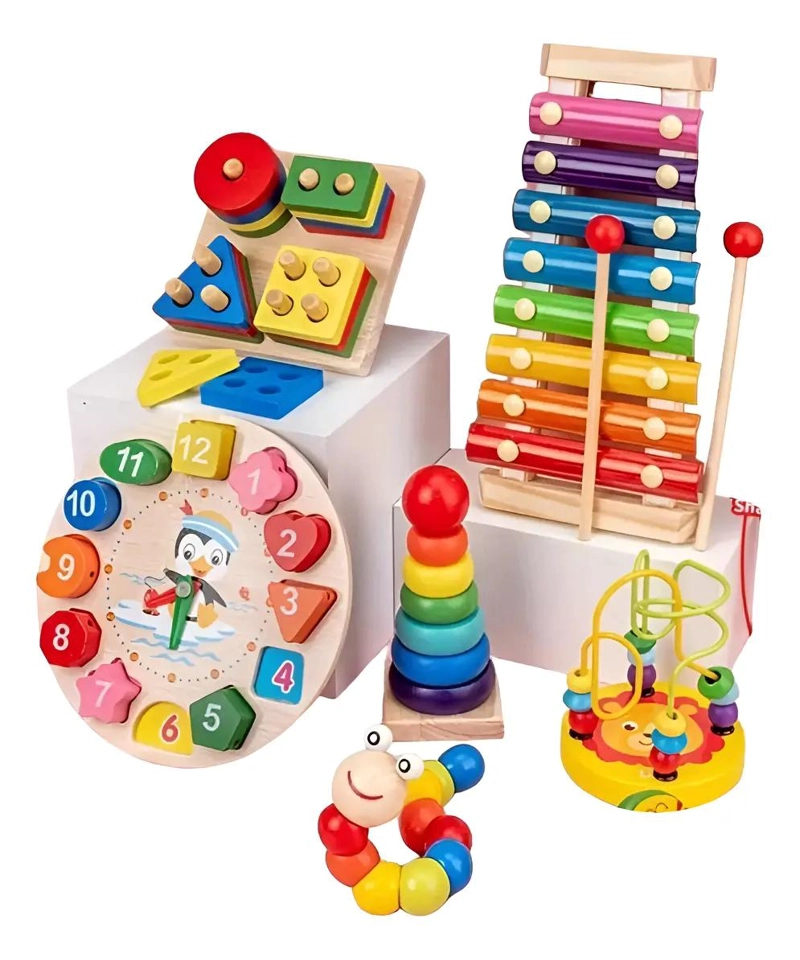 PACK 6 JUGUETES DIDACTICOS DE MADERA MONTESSORI - 1