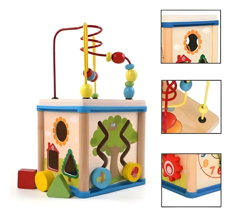 CUBO DE ENCAJE DIDACTICO DE MADERA PARA NIÑOS - 1