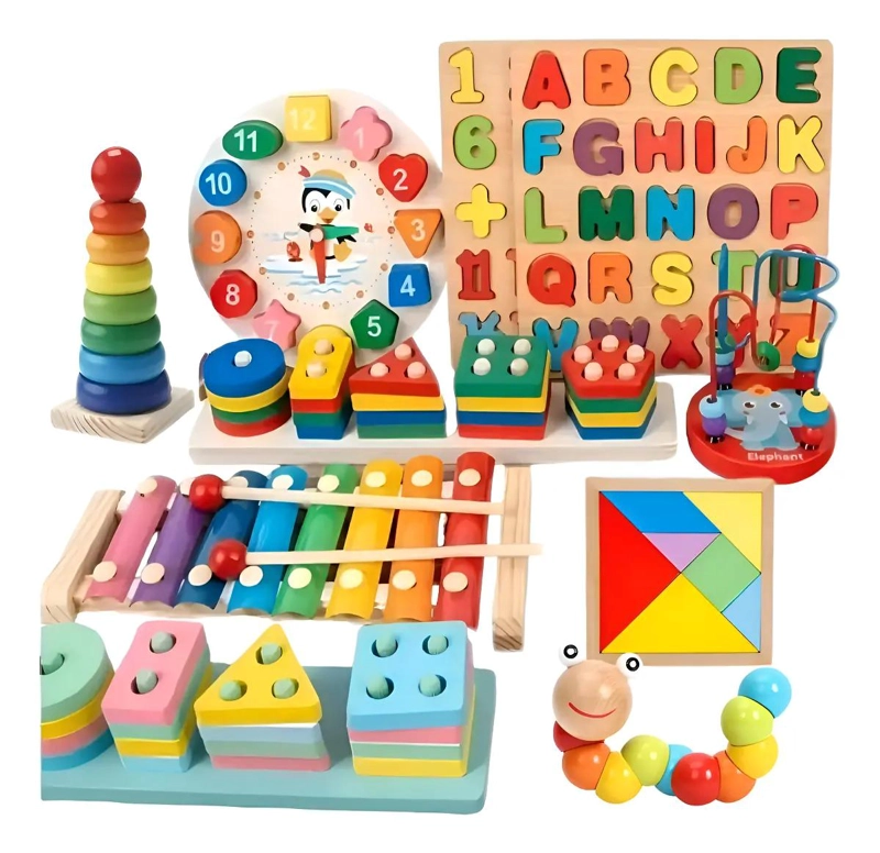 PACK 10 JUGUETES DIDACTICOS DE MADERA MONTESSORI - 1
