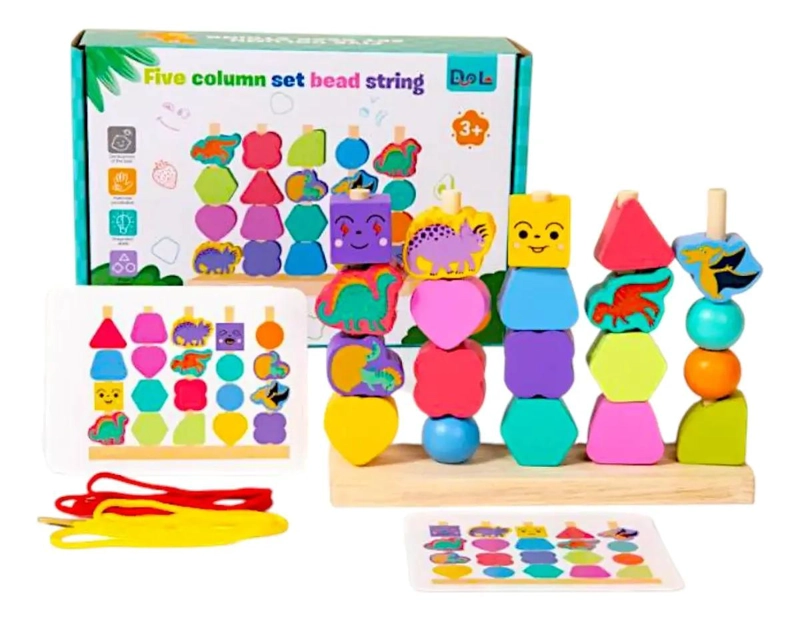 JUEGO EDUCATIVO DE ENHEBRAR Y APILAR PARA NIÑOS - 1