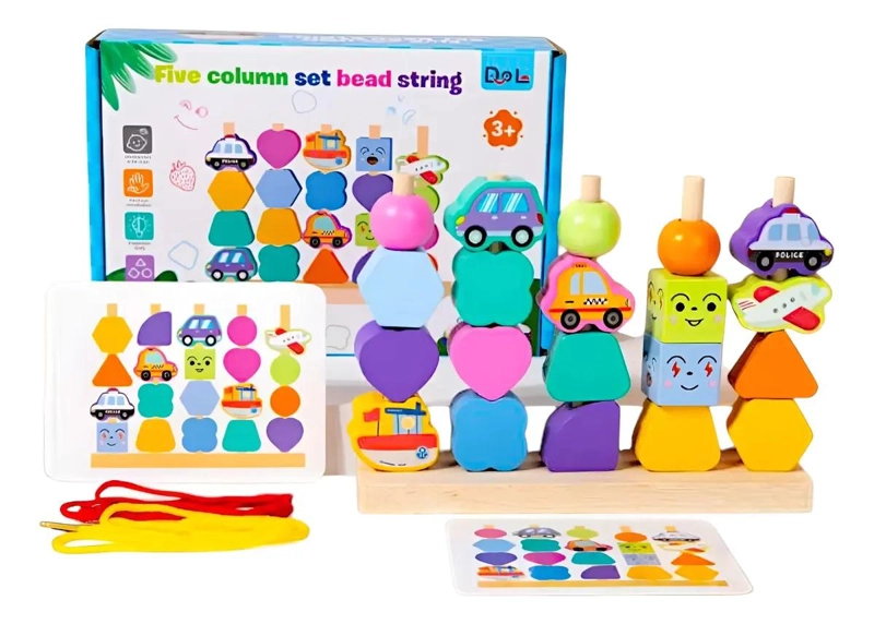 JUEGO EDUCATIVO DE ENHEBRAR Y APILAR PARA NIÑOS - 2