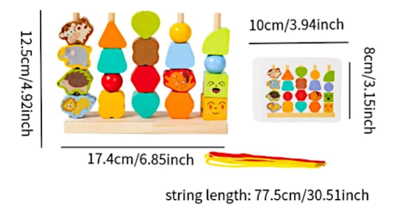 JUEGO EDUCATIVO DE ENHEBRAR Y APILAR PARA NIÑOS - 5