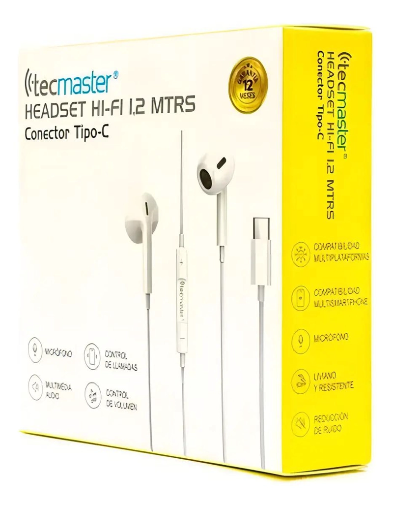 AUDIFONOS IN EAR HI-FI CON CONECTOR TIPO C BLANCO - 2