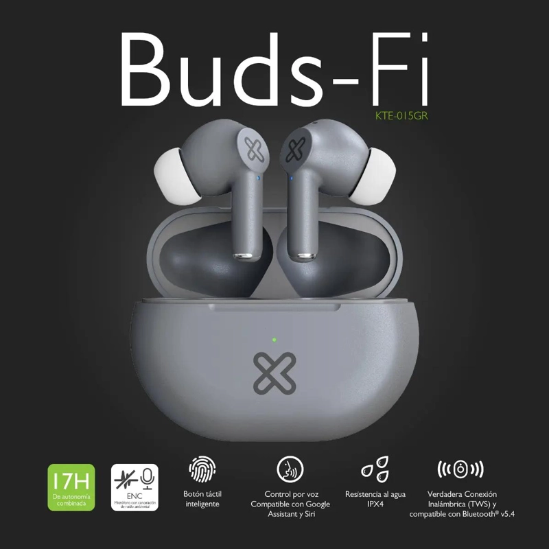 AUDIFONOS INALAMBRICOS TWS BUDS-FI COLOR GRIS CLARO - 5