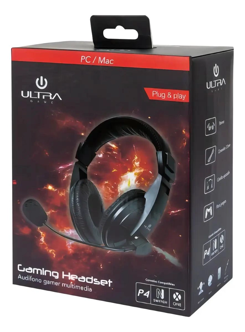 AUDIFONOS GAMER MULTIMEDIA ULTRA COLOR NEGRO - 2