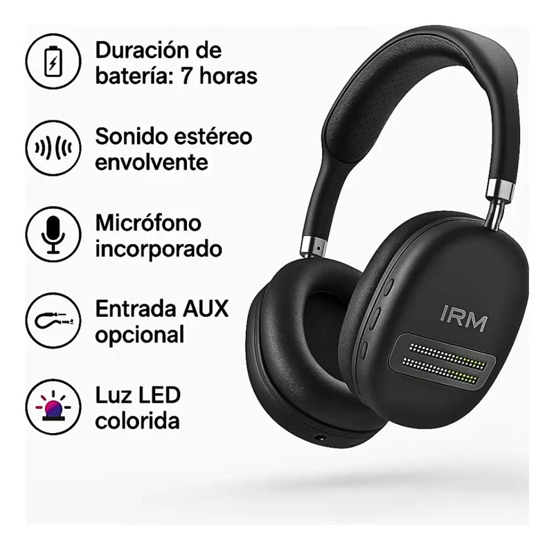 AUDIFONOS INALAMBRICOS GAMER OVER-EAR CON MICROFONO Y LUZ - 3