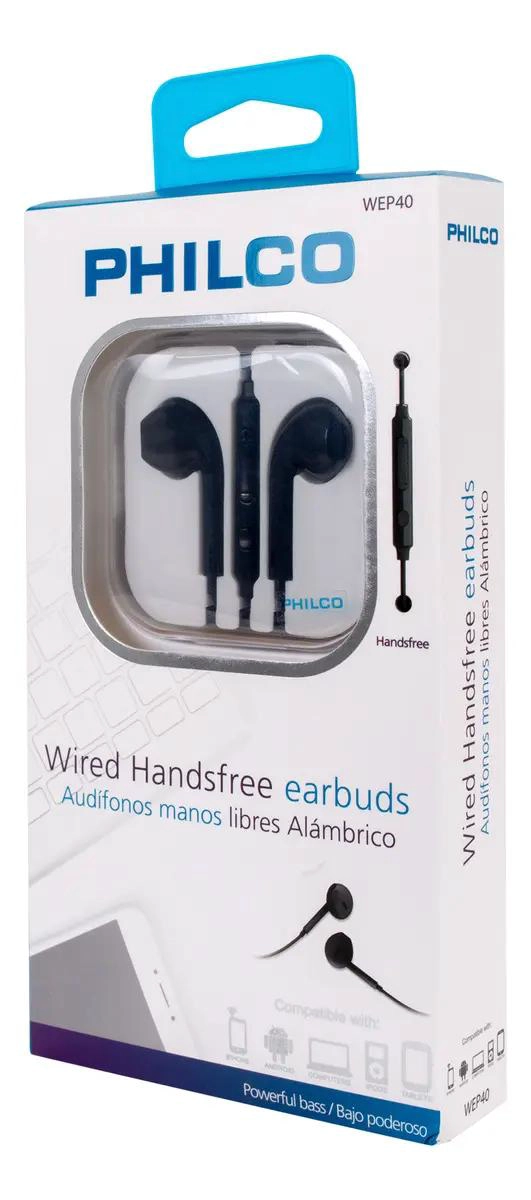 AUDIFONOS ALAMBRICOS MANOS LIBRES D40 3.5MM NEGRO - 2