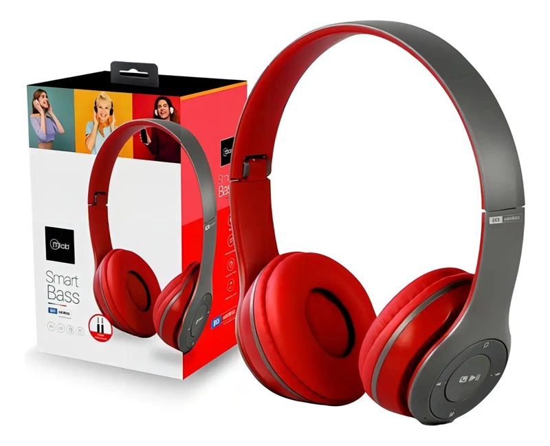 AUDIFONOS OVER EAR BLUETOOTH CON SMART BASS ROJO - 2