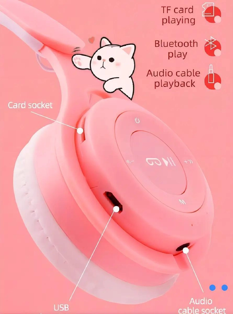 AURICULARES INALAMBRICOS BLUETOOTH 5 CON LUZ CELESTE - 4