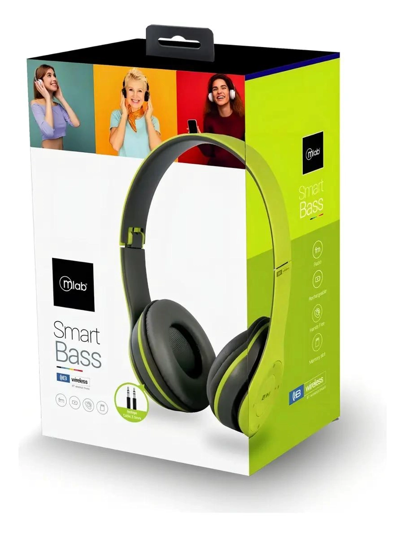 AUDIFONOS SMART BASS BLUETOOTH Y JACK 3.5MM VERDE - 3