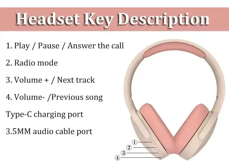 AURICULARES BLUETOOTH INALAMBRICOS COLOR ROSA - 5