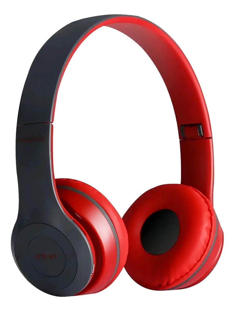 AUDIFONOS BLUETOOTH P47 CON FM Y MICROFONO ROJO - 1