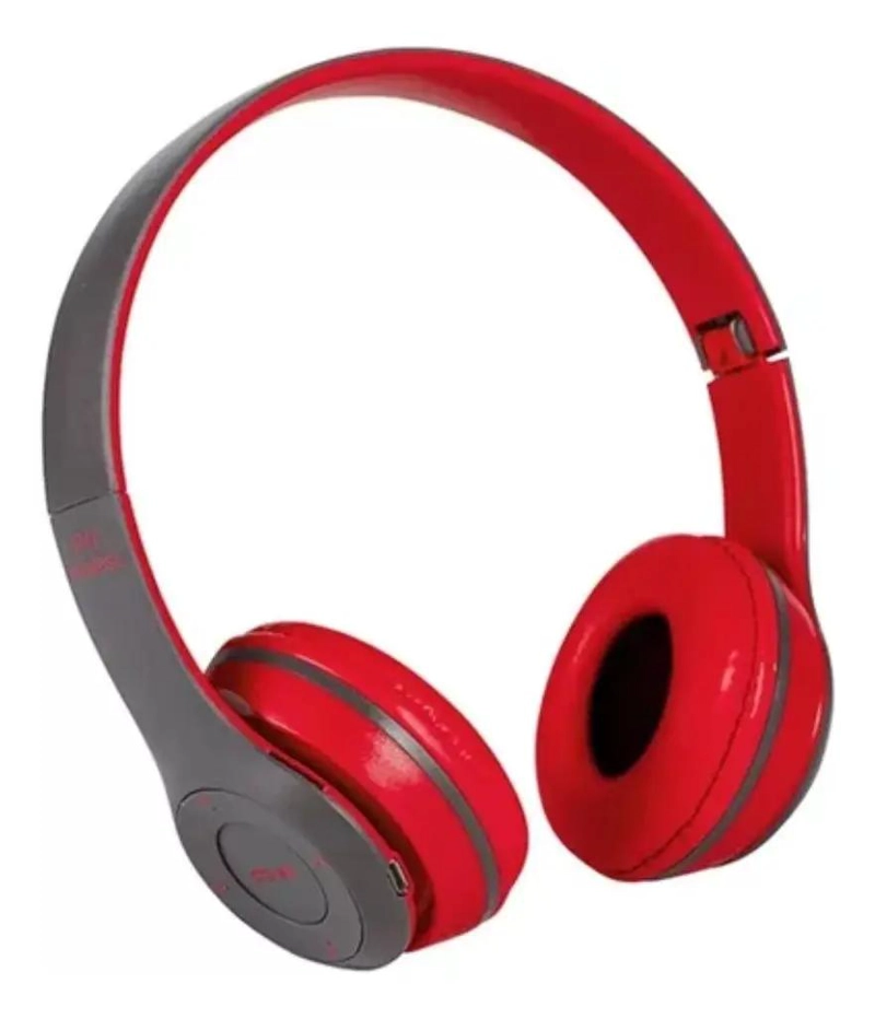 AUDIFONO BLUETOOTH P47 CON AUX Y MICRO SD ROJO - 4